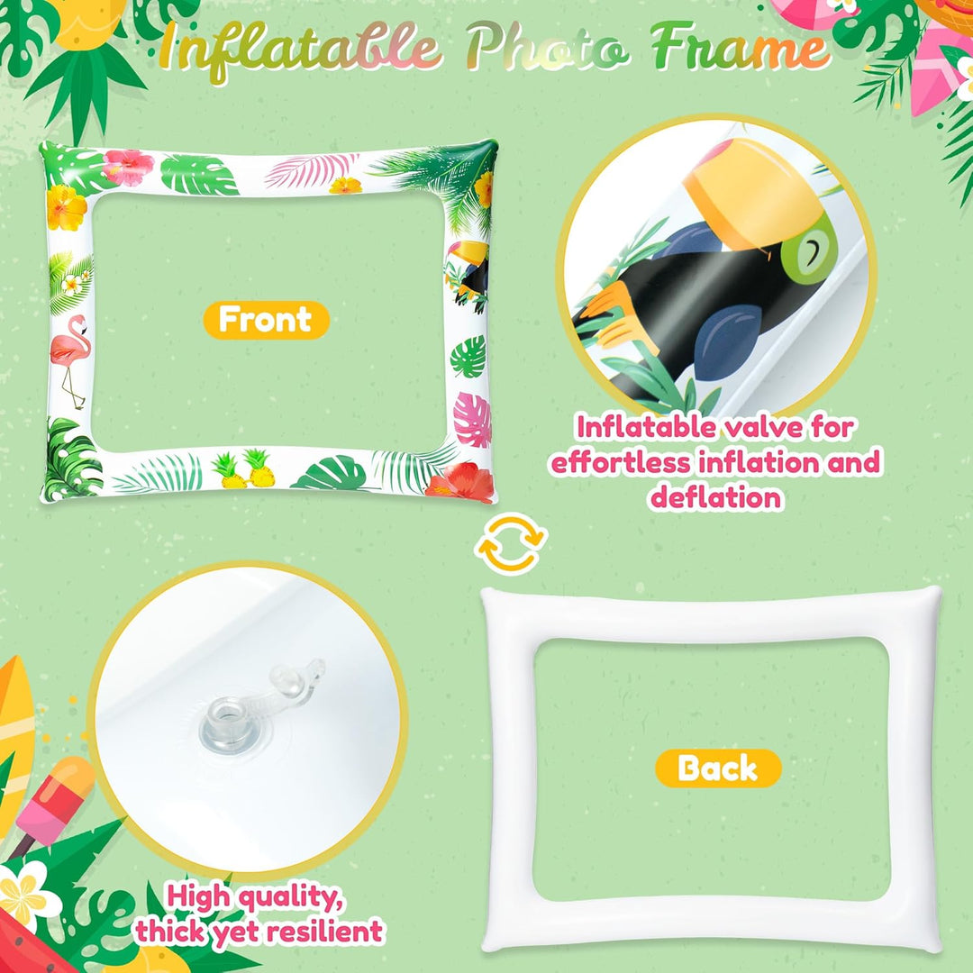 30 Stück Hawaii Fotobox Accessoires Set mit Aufblasbarem Fotorahmen, Foto Requisiten &amp; Party Deko fü