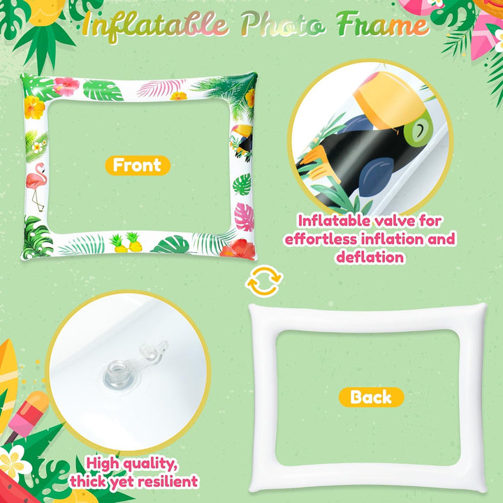 30 Stück Hawaii Fotobox Accessoires Set mit Aufblasbarem Fotorahmen, Foto Requisiten &amp; Party Deko fü