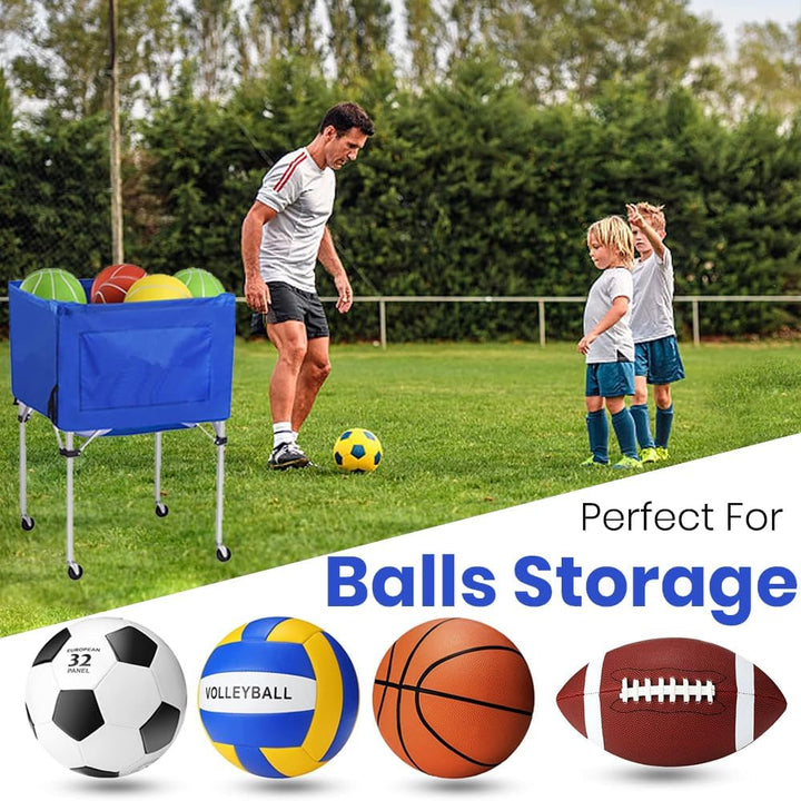 Volleyballwagen mit Rädern, tragbarer Korb, Aufbewahrungswagen, 94 x 66 x 66 cm, Garage, Sportausrüs