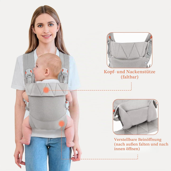 IULONEE Babytrage für Neugeborene Ergonomic Baby Carrier Tragbar Babytrage Vorne nach hinten tragen