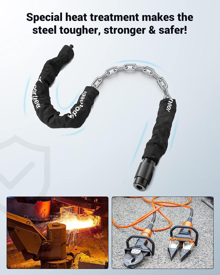 Sportneer Fahrradschloss Metallverschlusskopf Kettenschloss Hohe Sicherheits Level mit 8mm Starker -