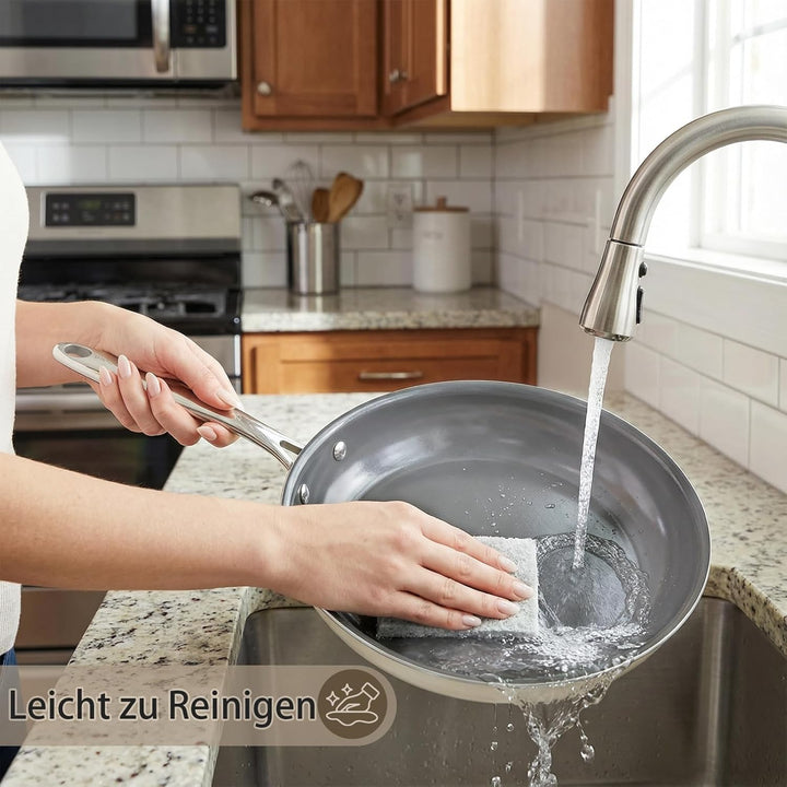Keramik-Bratpfannen-Set 20 cm & 26 cm, Antihaftbeschichtung ohne PTFE PFOA PFAS, Induktionsgeeignet,