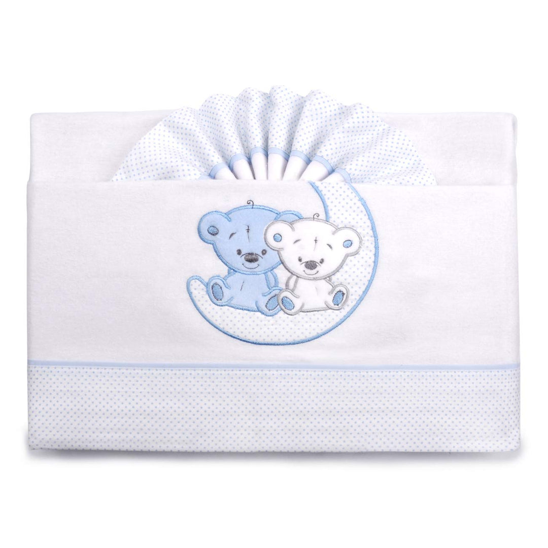 PEKITAS Bebe Flanell-Bettwäsche-Set, 3-teilig, für Kinderbett, 60 x 120 cm, 100% Baumwolle, Blau, he