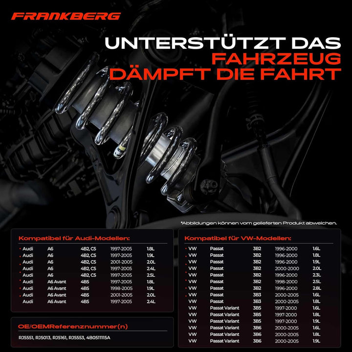 Frankberg 2x Feder Fahrwerksfedern Hinterachse Kompatibel mit A6 4B2 C5 A6 Avant 4B5 1997-2005 P.a.s