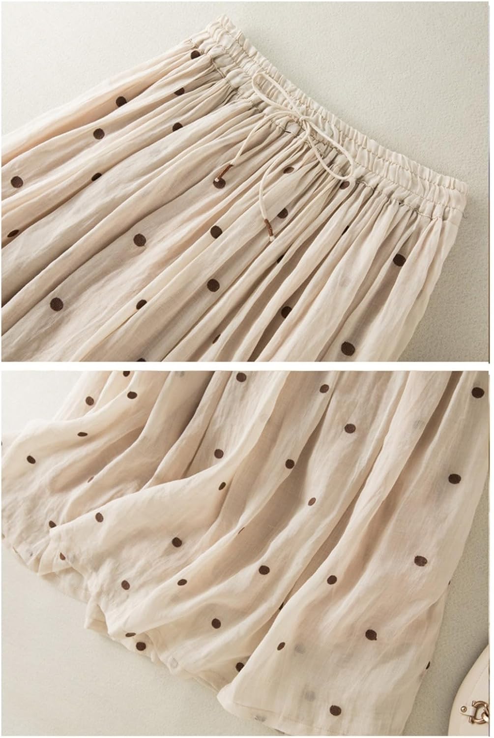 Sommerrock Damen Schmaler Faltenrock Retro Elastischer Bund Arge Baumwolle Leinen Saum Langer Rock F