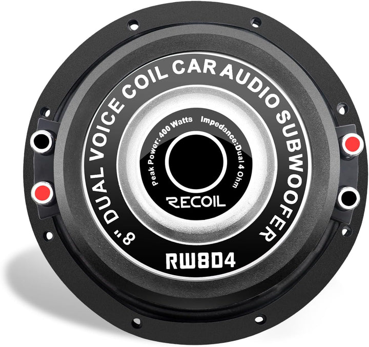 RECOIL IRW8D4 Auto Subwoofer 8 Zoll (20cm) Dual 4 Ohm 400W | 200W RMS, 2" 4-Lagen Schwingspule, Comp