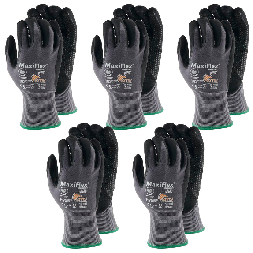 vasalat Schutzhandschuhe Maxiflex Endurance Arbeitshandschuhe Gr. 12/5 Paar Grösse 12 (5er Pack) gra