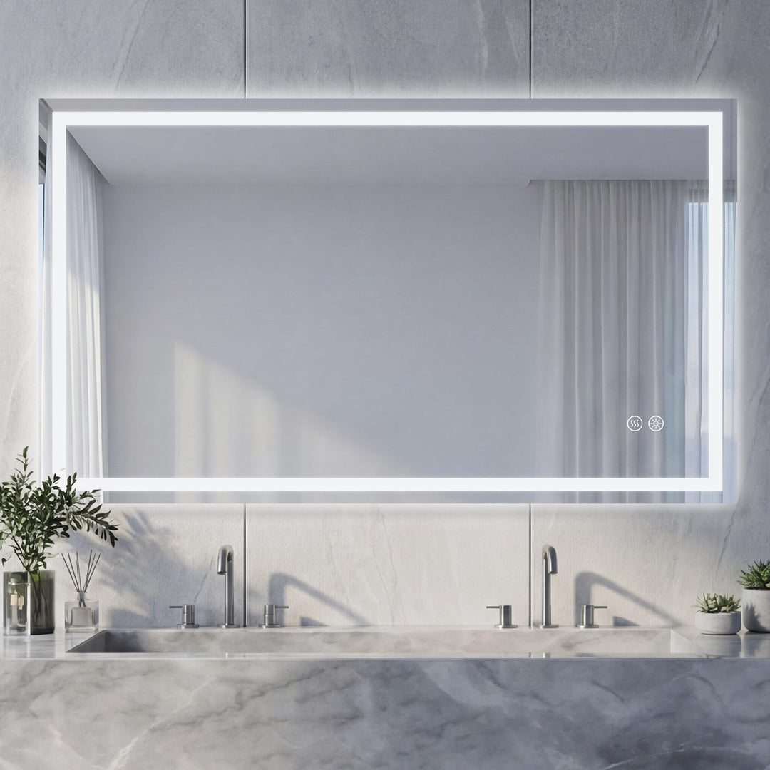 Badspiegel mit Beleuchtung - Wandspiegel mit 3 Farben & Dimmbare Helligkeit, Touch-Schalter mit Anti
