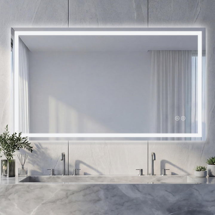 Badspiegel mit Beleuchtung - Wandspiegel mit 3 Farben & Dimmbare Helligkeit, Touch-Schalter mit Anti