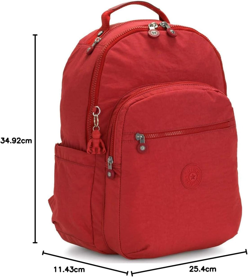 Kipling SEOUL S Kleiner Rucksack mit Laptop-Schutz Rot Rouge, Rot Rouge