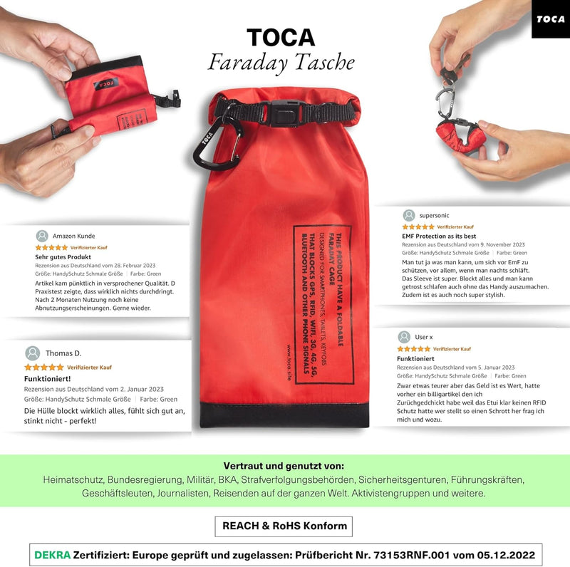 TOCA No Signal Sleeve - RFID-Blocker & Anti-Tracking Faraday-Tasche, Datenschutz Handy-Hülle, EMF Ab