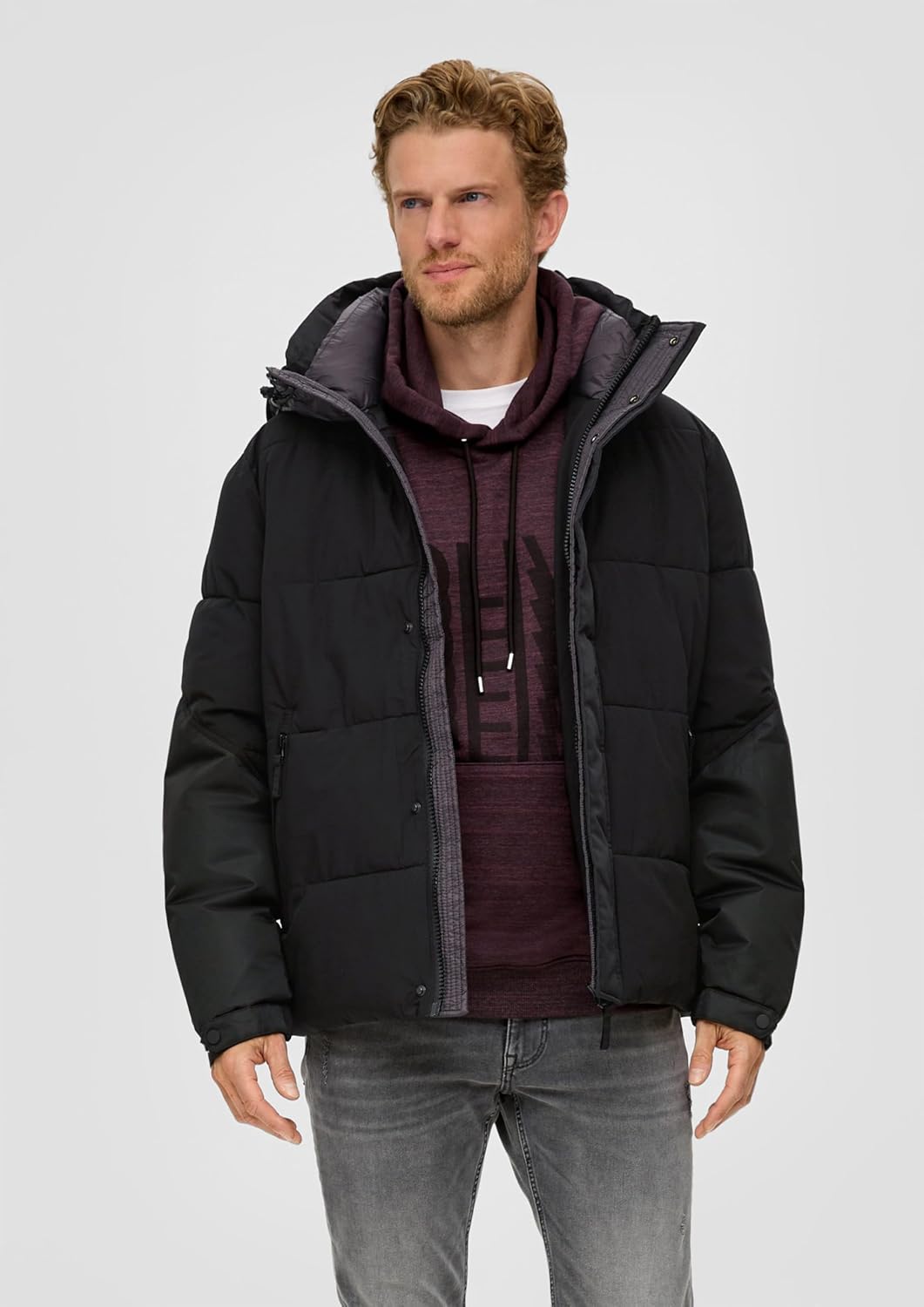 S. Oliver Herren Winterjacke Parka Steppjacke Anorak Warm Wattierte Steppjacke Black L 9999, L 9999