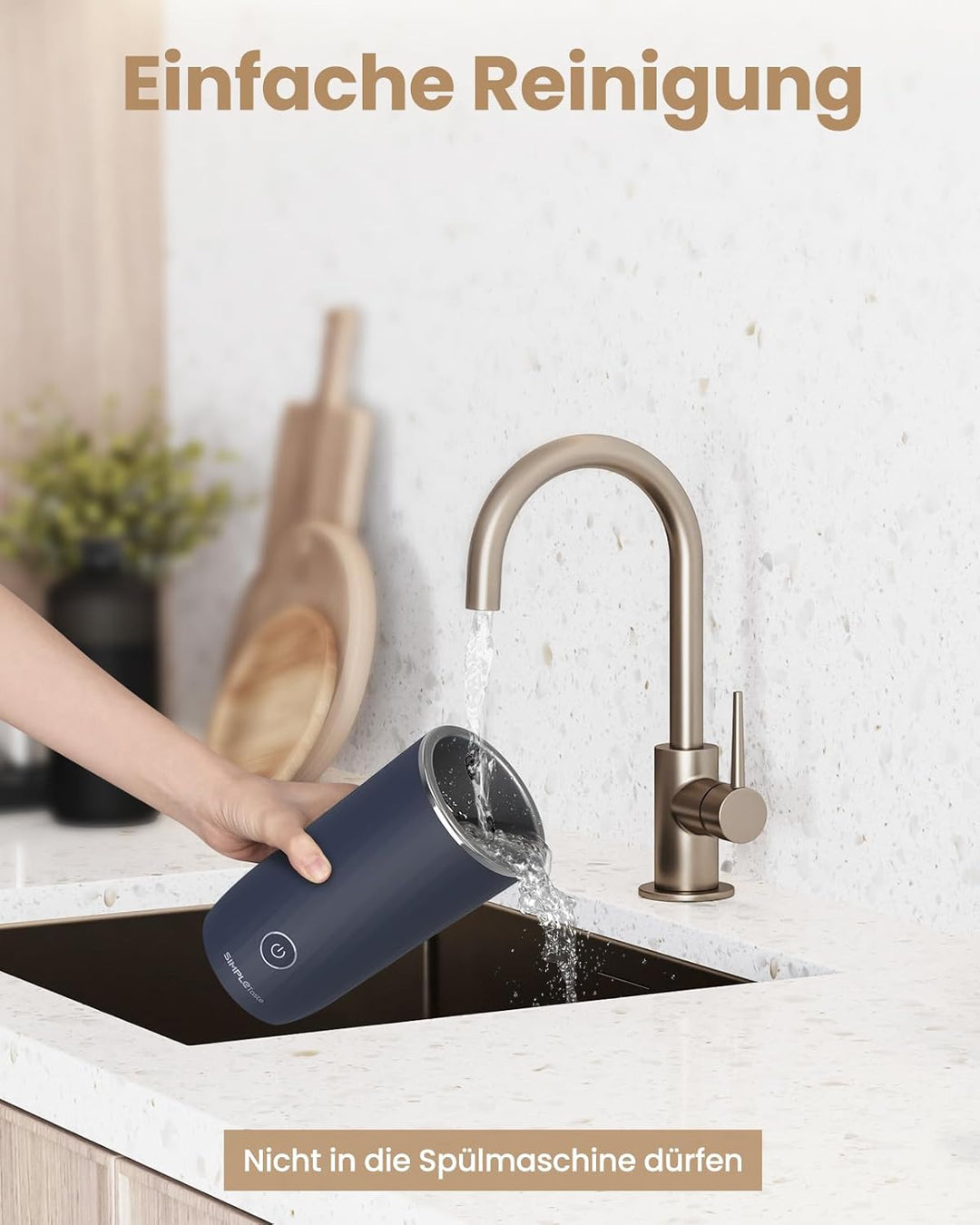 SIMPLETASTE Milchaufschäumer Elektrisch 4-in-1, Heisser & kalter Milchschaum, Milch erwärmen & Kakao