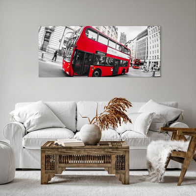 Wandbilder Dekoration Wohnzimmer Bus London Reise Tourismus Panorama Bilder auf Leinwand 120x50cm Le