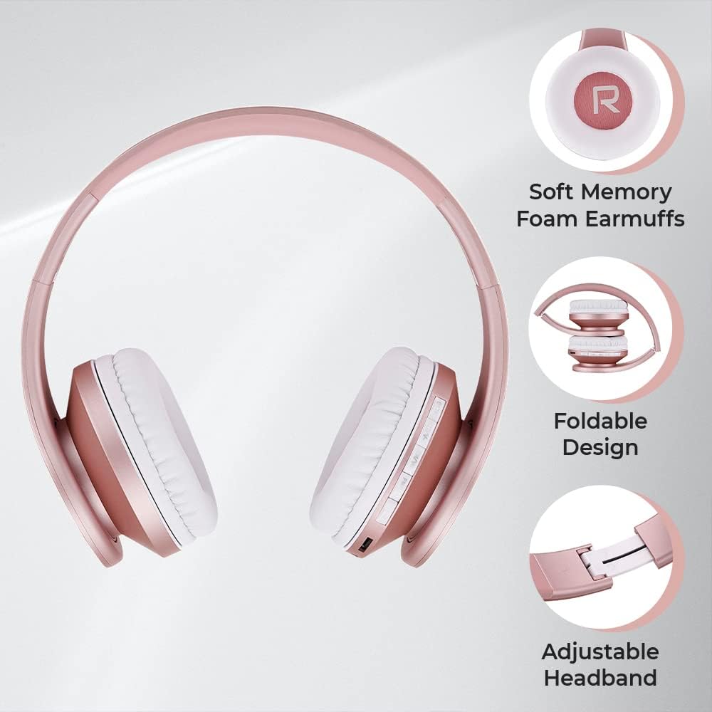 PowerLocus Kabellose Kopfhörer Over Ear, Kopfhörer Bluetooth mit Mikrofon, Faltbar, weiche Ohrpolste