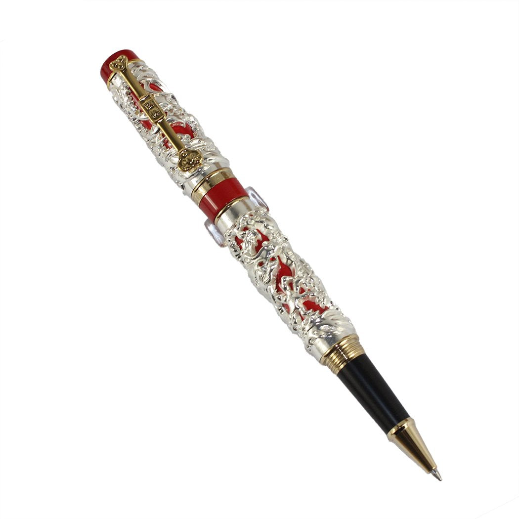 Gullor Sammler Luxus Rollerball Stift Drache und Phoenix rot und Silber Stift