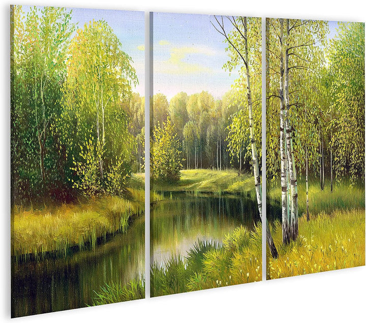 islandburner Bild auf Leinwand Schöner Fluss Im Wald Gemäldeeffekt Bilder Wandbilder Poster Leinwand