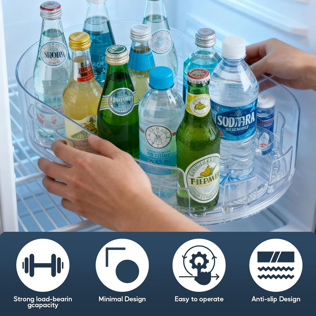 1 Stück Lazy Susan Drehteller Kühlschrank, 360° Drehbarer Kleiner Drehteller Organizer Transparent D