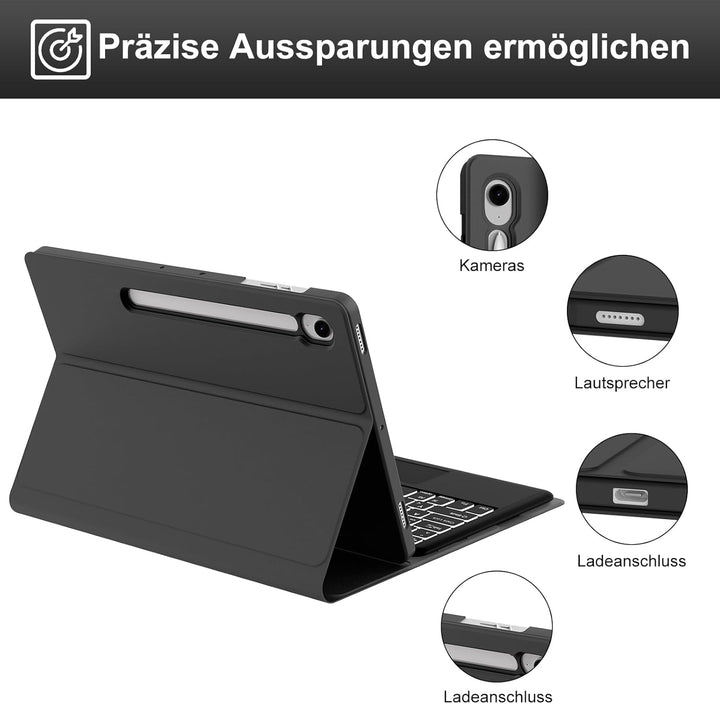 Samsung Galaxy Tab S9 FE Hülle mit Tastatur, Samsung Tablet Tastatur mit Touchpad für Galaxy Tab S9