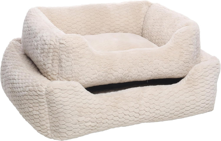 hundebett - katzenbett - rechteckig beige - 65 x 50 x 20 cm - Plüsch - Polyesterfüllung - Abnehmbare