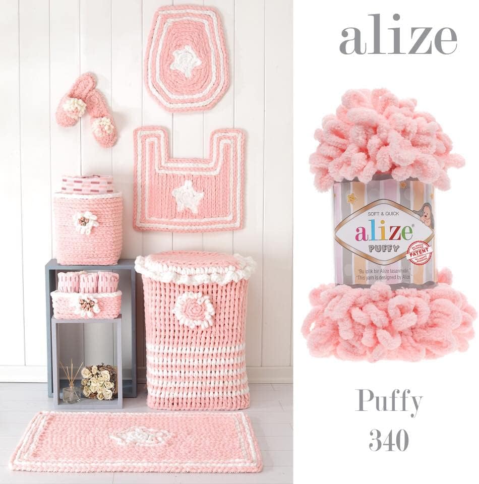 Alize 5x 100g Puffy türkische Wolle Super Bulky Chenillegarn Kuschelweich Babywolle Handstrickgarn z