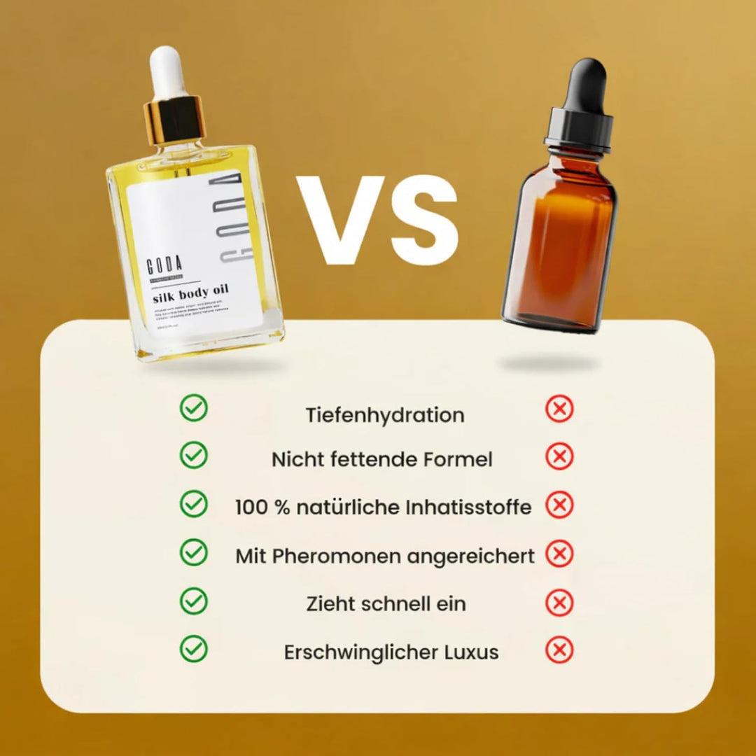 GODA Silk Body Oil 50 ml – Körperöl mit Jojoba Argan Mandelöl – Schnell einziehende Feuchtigkeitspfl