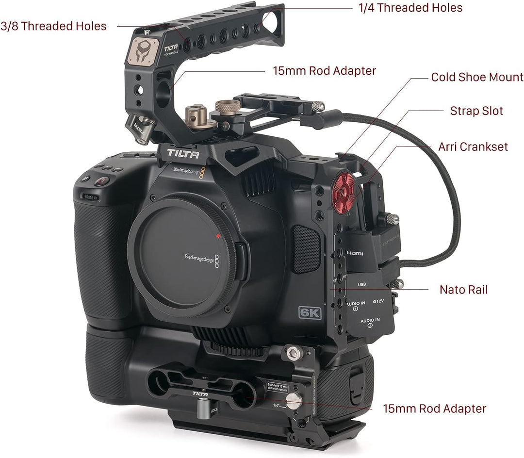Tilta Basic Kit kompatibel mit BMPCC 6K Pro Full Camera Cage Abnehmbares Design Leicht Kompakt Langl