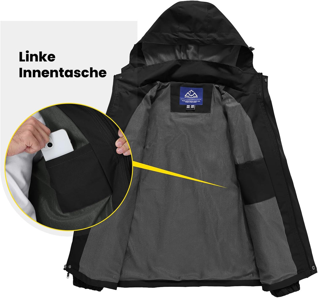 donhobo Herren Outdoor Wanderjacke Wasserabweisend Atmungsaktiv Winddichte Funktionsjacke Leicht Übe