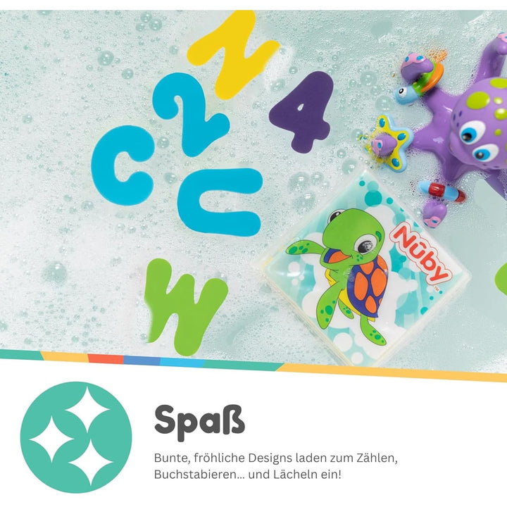 Nuby Buchstaben und Zahlen aus Schaumstoff für das Bad – 36 Bunte Teile zum spielerischen Lernen von