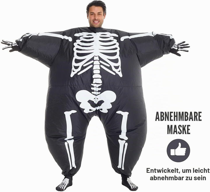 Morph Aufblasbares Skelett Kostüm für Erwachsene, Megamorph - Einheitsgrösse Skelett Erwachsese, Ske