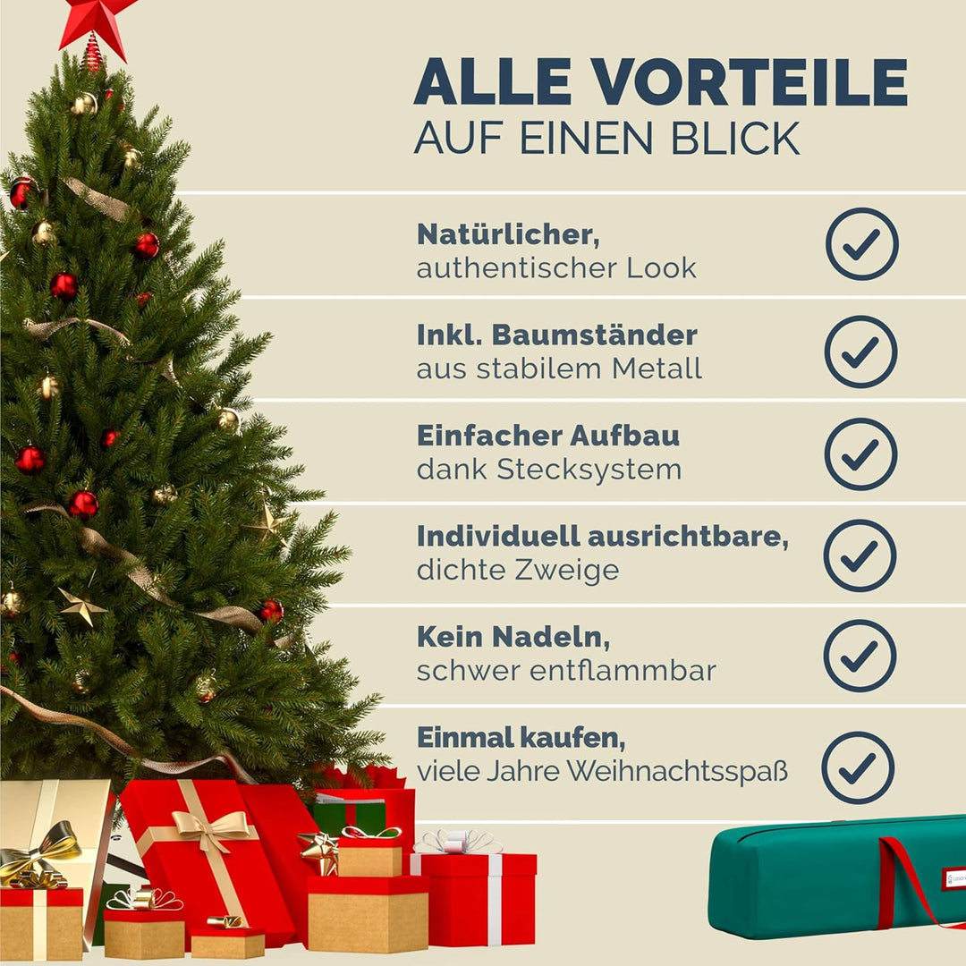 CASARIA® Weihnachtsbaum künstlich 150cm dichte Spitzen schneller Aufbau Metallständer naturgetreu sc