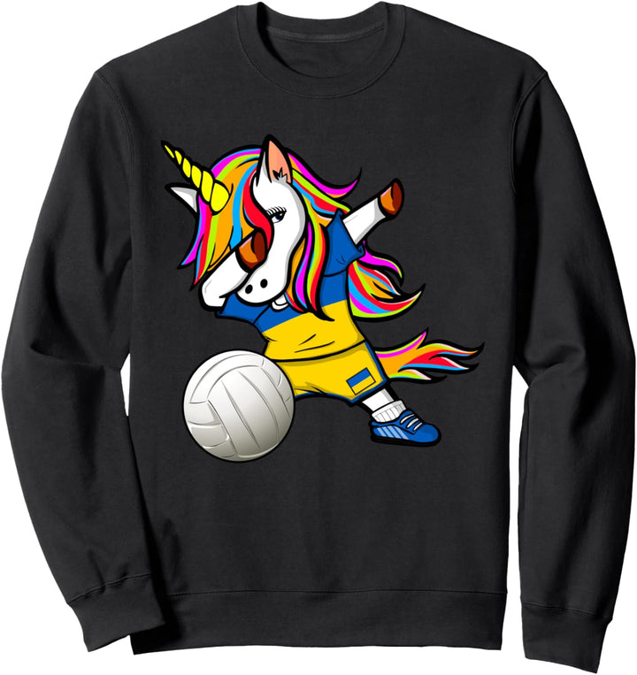 Dabbing Einhorn Ukraine Volleyball Ukrainische Flagge Sport Sweatshirt