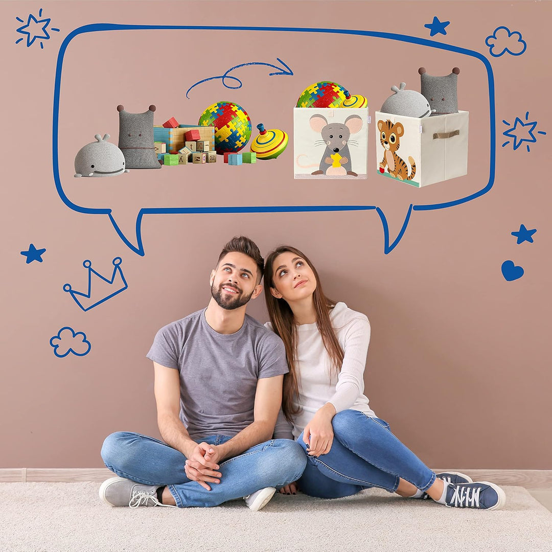 Premium Aufbewahrungsbox Kallax Kinder - 8 Motive (33x33x33cm) | Grösse passend als Kallax Boxen Kin
