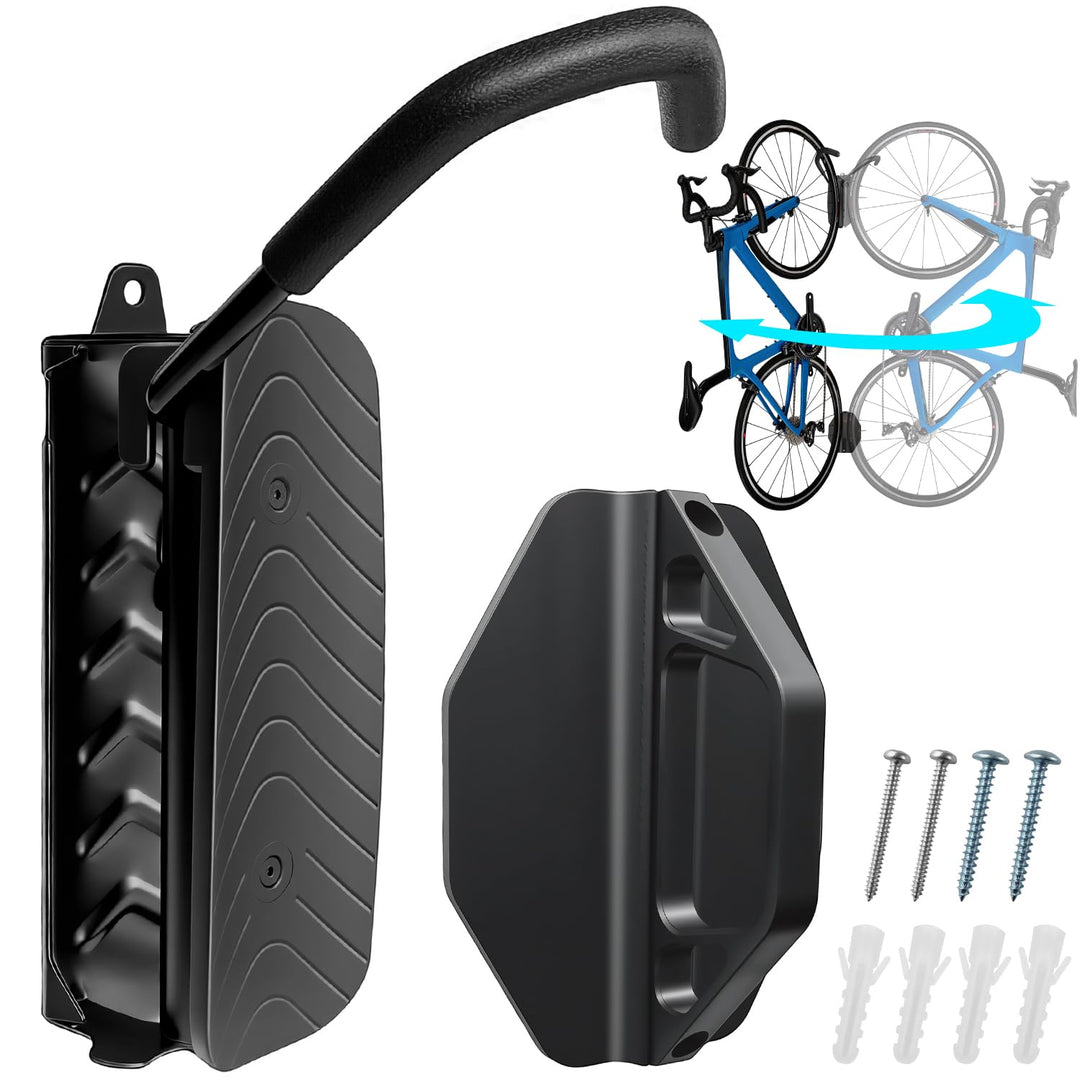 Schwenkbare Fahrrad Wandhalterung mit Hinterrad Halterung, Fahrradaufhänger für Garage, Platzsparend