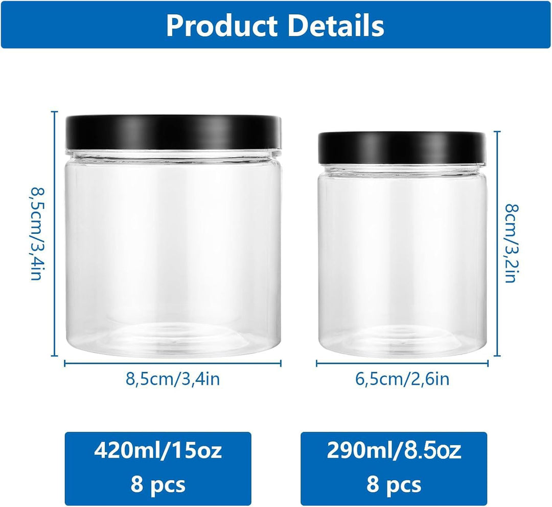16er Vorratsdosen Set 240ml und 420ml Luftdicht Plastikdosen mit Deckel BPA-Frei Aufbewahrungsdosen