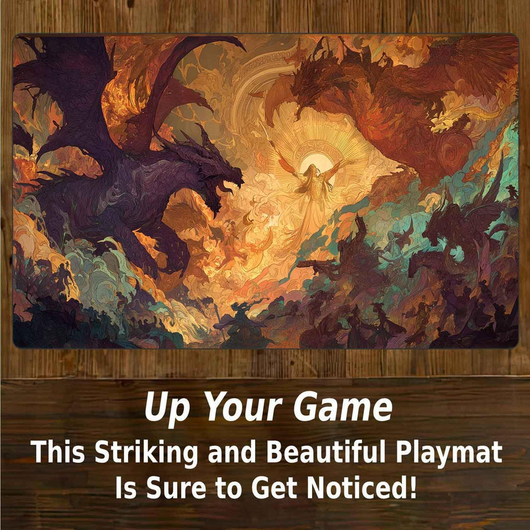 MTG Playmat 24x14 Inches Non-Slip Dragon Design Stitched Edges Smooth Surface Rubber Base TCG Game M
