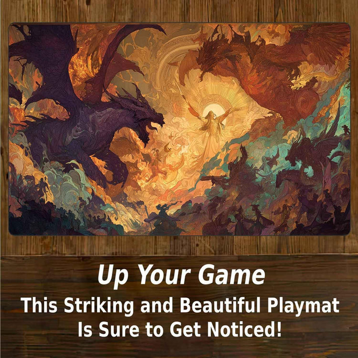 MTG Playmat 24x14 Inches Non-Slip Dragon Design Stitched Edges Smooth Surface Rubber Base TCG Game M