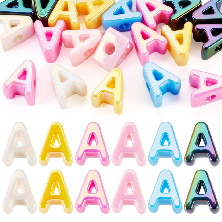 20 Stk. Acryl-Buchstaben Europäische Perlen UV-Beschichtung Opake Buchstabenperlen Grosses Loch Alph
