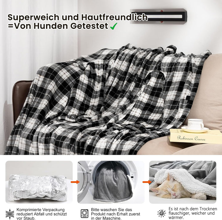 Winthome Kuscheldecke mit Ärmeln, Decke Weich Kuschelig Warm, Sofadecke Fleecedecke mit Klettverschl