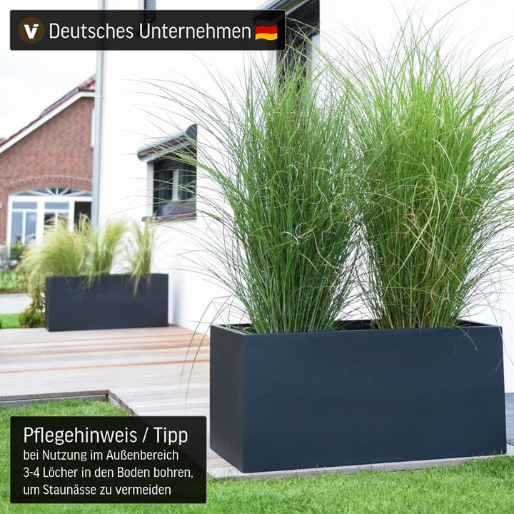Vivanno Pflanzkübel Pflanztrog Blumentrog Fiberglas Anthrazit Maxi 45x100x45 45x100x45 cm Anthrazit
