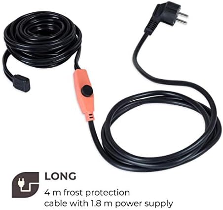 Waldbeck Flow Wire 4 Frostschutzkabel, Länge: 4 m Frostschutzkabel + 1,8 m Stromzuleitung, mit Therm