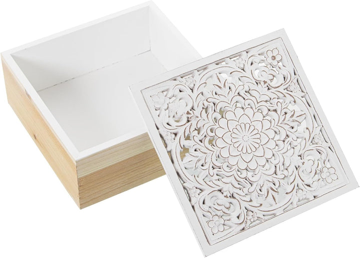 SET 2 CAJAS MADERA CALADAS 20X20X8,5+16X16X6,5CM