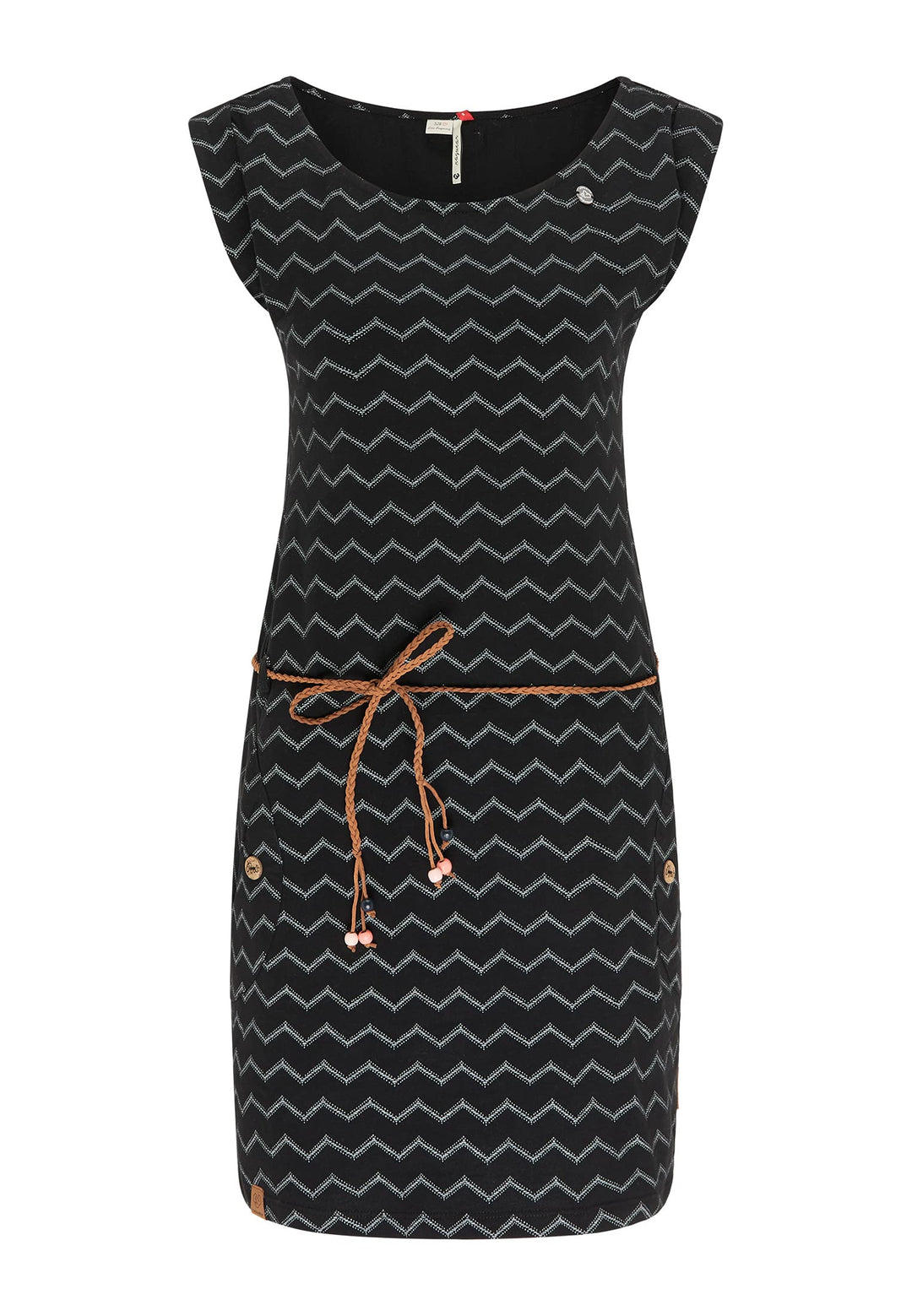 Ragwear Kleid Damen Tag Chevron 2111-20016 Wollweiss 7008 Off White L Schwarz, L Schwarz