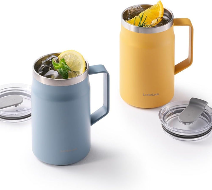 LocknLock Metro Becher Premium 18/8 Edelstahl doppelwandig isoliert mit Griff, perfekt für Tisch mit