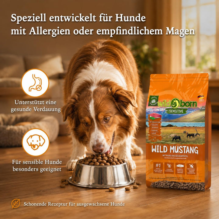 Wildborn Wild Mustang 1 x 11 kg getreidefreies Hundefutter mit Pferdefleisch, Süsskartoffel & Aronia