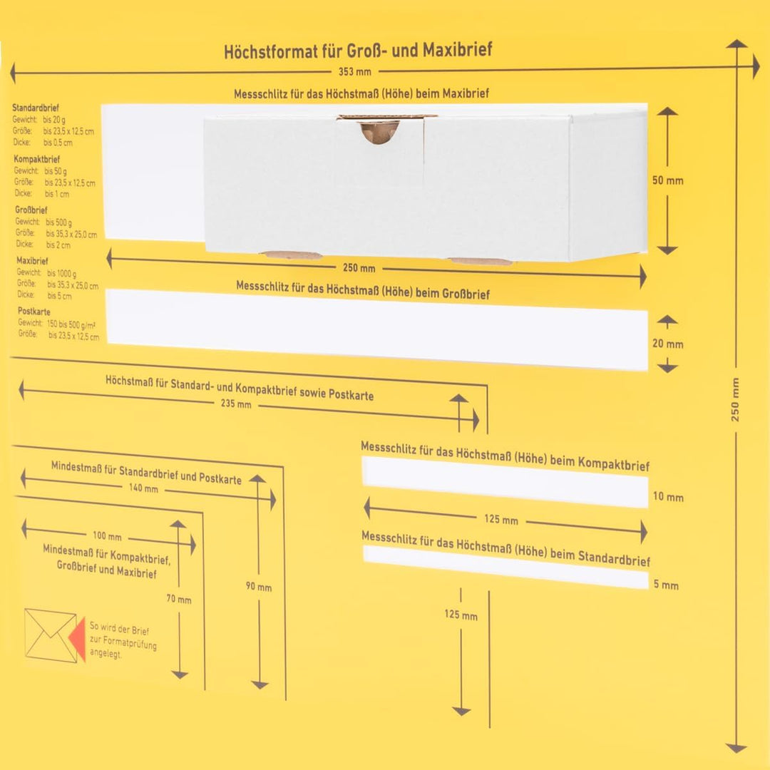 500 Maxibriefkartons Versandkartons Faltschachtel Faltkarton Maxibrief 160 x 110 x 50 mm, Weiss, MB-