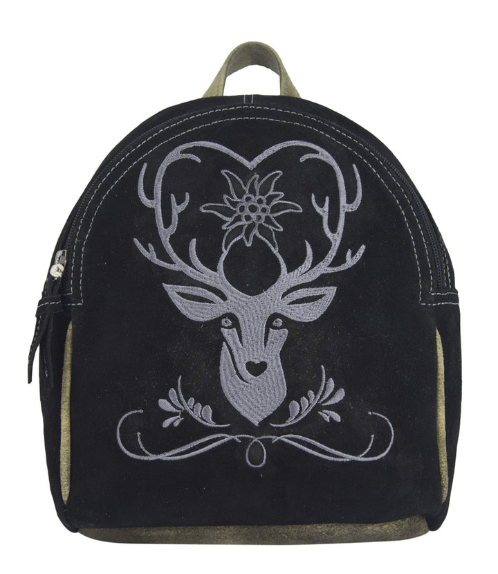 DOMELO Leder Trachtenrucksack. Klein Damen Back pack. Einzigartiges Oktoberfest Tasche mit Hirsch St