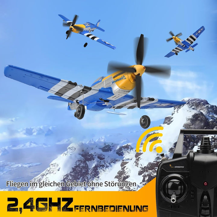 P51D Mustang RC Flugzeug, 2,4Ghz 4-Kanal Ferngesteuertes Flugzeug RTF Aerobatics Flugzeug Spielzeug