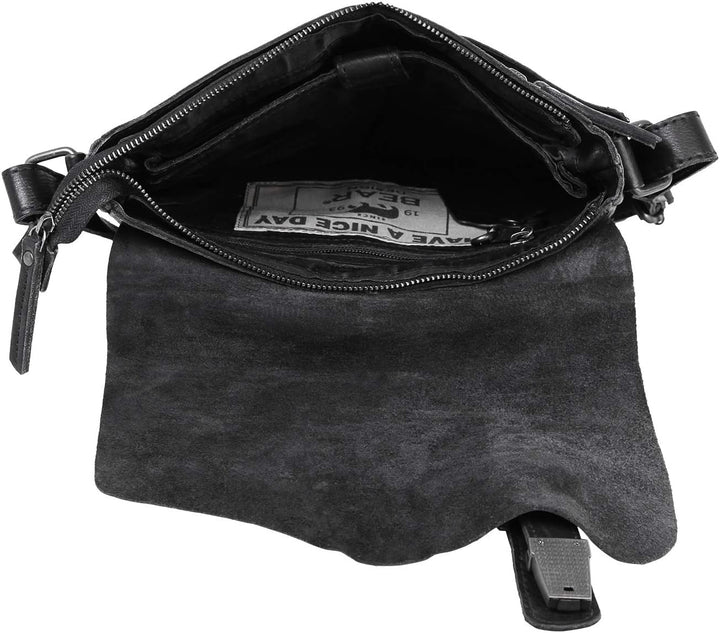 Bear Design Leder Schultertasche, UNISEX Messenger Tasche Umhängetasche Cross body Lauro CP0771 stra