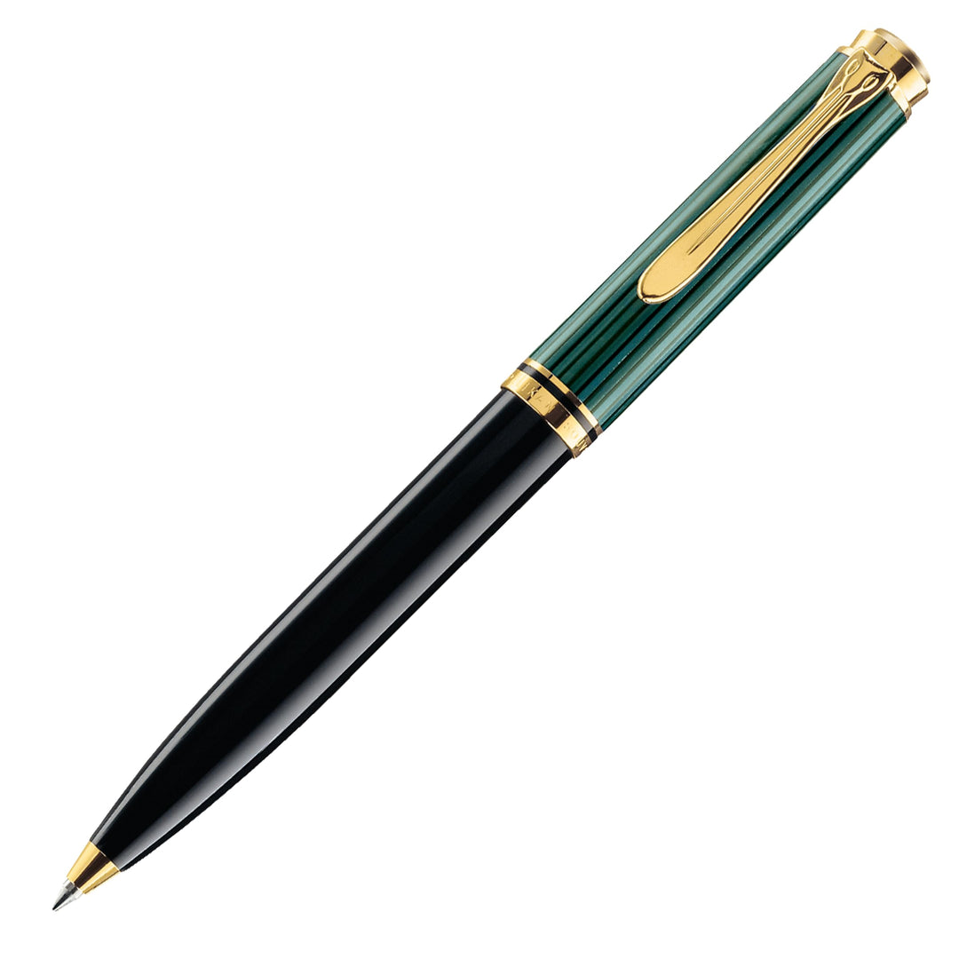 Pelikan Kugelschreiber Souverän 600, Schwarz-Grün, hochwertiger Drehkugelschreiber im Geschenk-Etui,